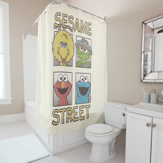 Sesame StreetVintage Character Comic Duschvorhang (Beispiel)