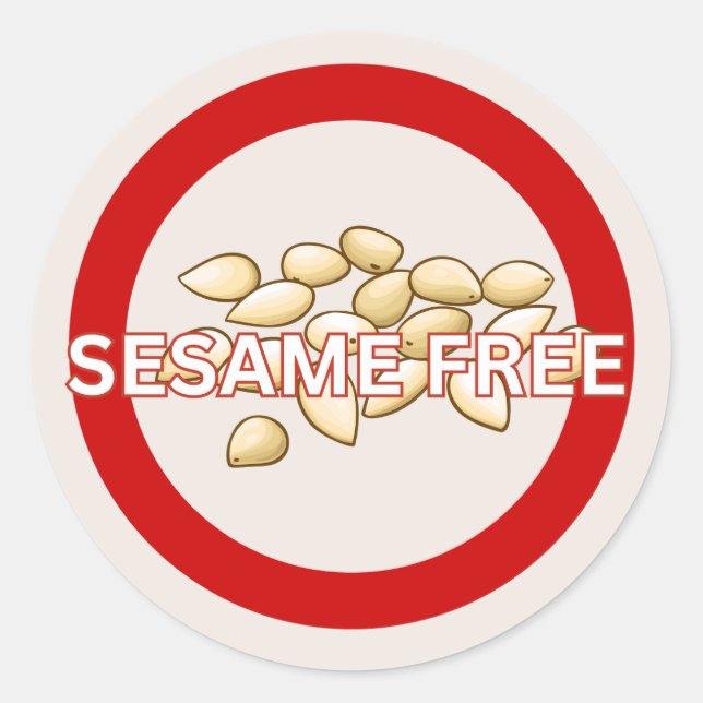 Sesamfreie Lebensmittelallergie Warnhinweis Classi Runder Aufkleber (Vorderseite)