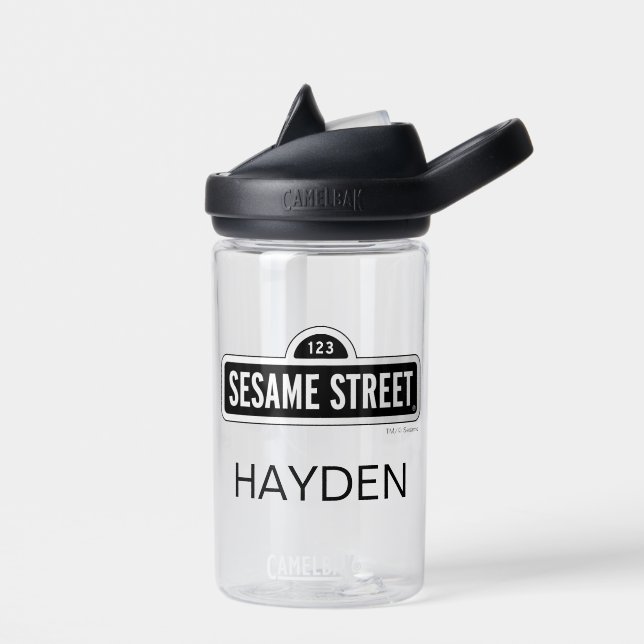 Sesamstraße | B&W-Logo | Name hinzufügen Trinkflasche (Links)
