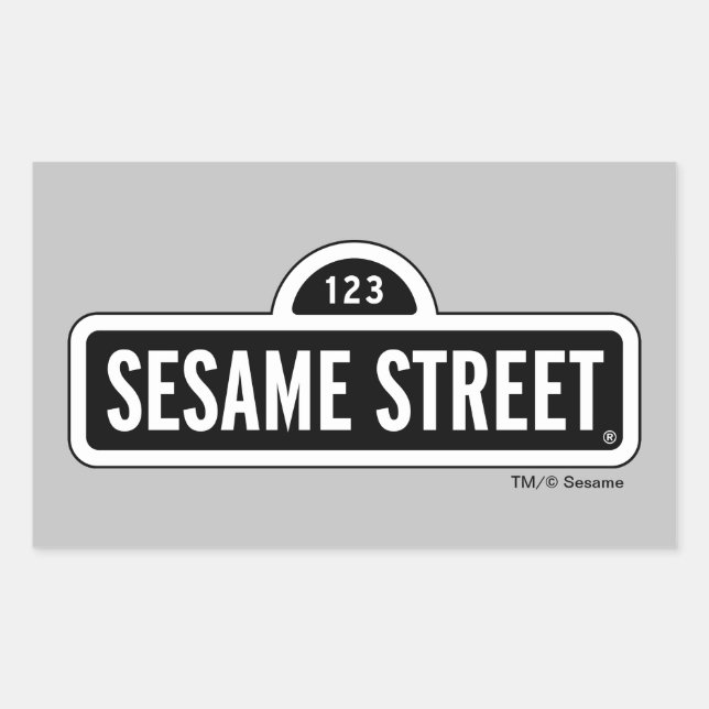 Sesamstraße | B&W-Logo Rechteckiger Aufkleber (Vorderseite)