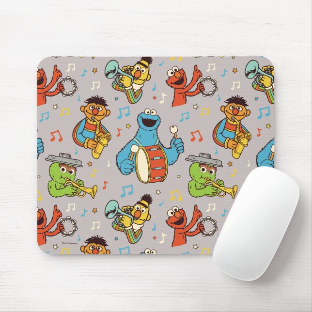 Sesamstraße Band Grau Muster Mousepad (Mit Mouse)