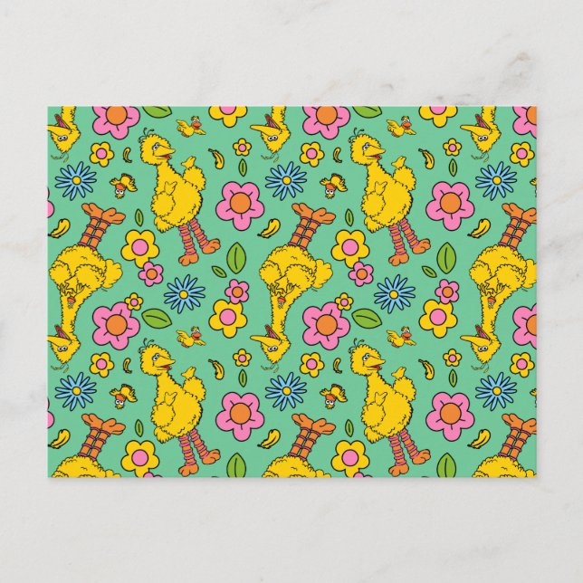 Sesamstraße | Big Bird & Little Bird Muster Postkarte (Vorderseite)