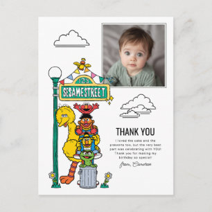 Sesamstraße Charaktere & Straßenschild Danke P Postkarte