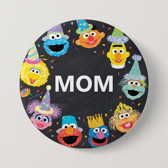 Sesamstraße Confetti Birthday Child's Mama Button (Vorderseite)