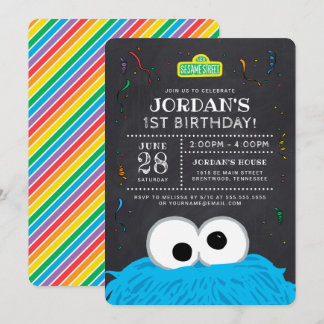 Sesamstraße | Cookie Monster Chalkboard Geburtstag Einladung