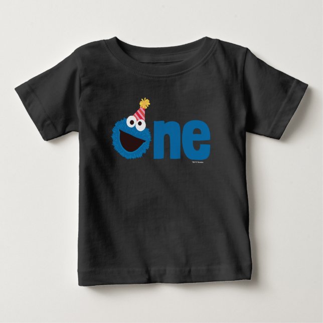 Sesamstraße | Cookie Monster Eins Geburtstag Baby T-shirt (Vorderseite)