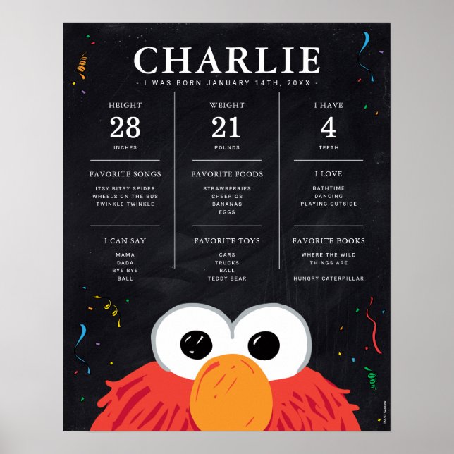 Sesamstraße - Elmo | 1. Geburtstag - Meilenstein Poster (Vorne)