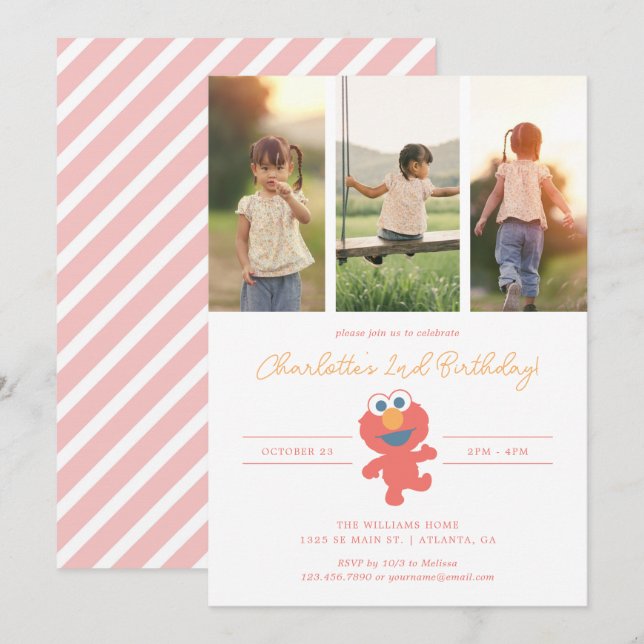 Sesamstraße | Elmo Birthday - Foto Einladung (Vorne/Hinten)