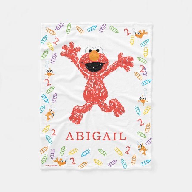 Sesamstraße Elmo | Buntstift Geburtstag Fleecedecke (Vorderseite)