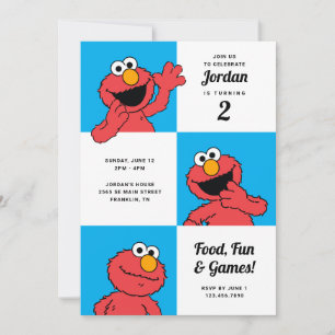 Sesamstraße - Elmo Colorblock Geburtstag Einladung