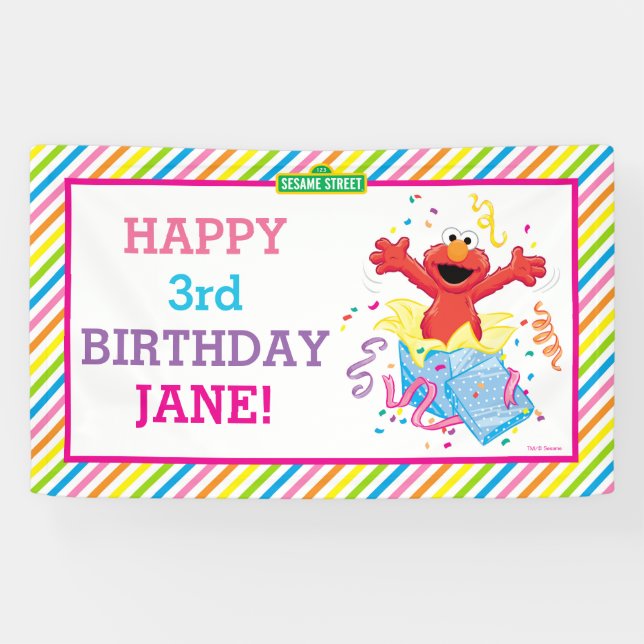 Sesamstraße | Elmo Girl's Birthday Banner (Horizontal)