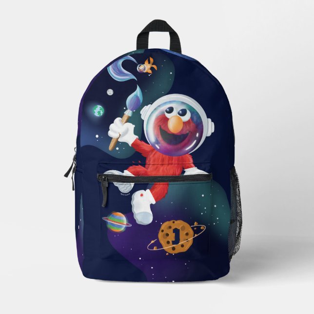 Sesamstraße | Elmo in Outer Space Monogram Bedruckter Rucksack (Vorderseite)