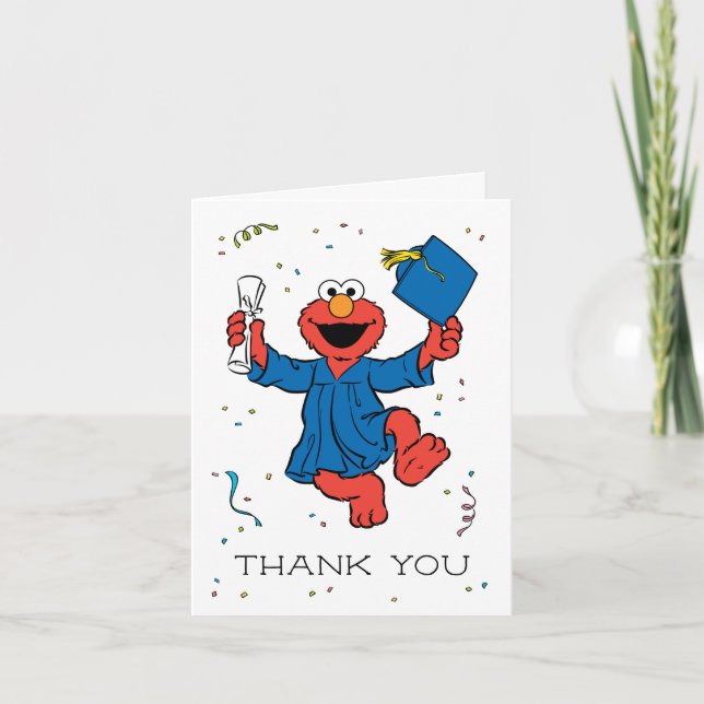 Sesamstraße | Elmo Preschool Graduate Vielen Dank Karte (Vorderseite)