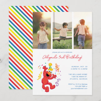 Sesamstraße | Elmo - Rainbow - Birthday - Foto Einladung