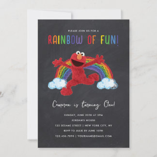 Sesamstraße - Elmo Rainbow of Fun Birthday Einladung