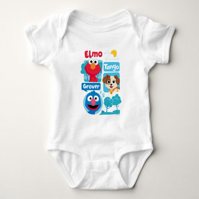 Sesamstraße | Elmo, Tango, & Grover Park Graphic Baby Strampler (Vorderseite)