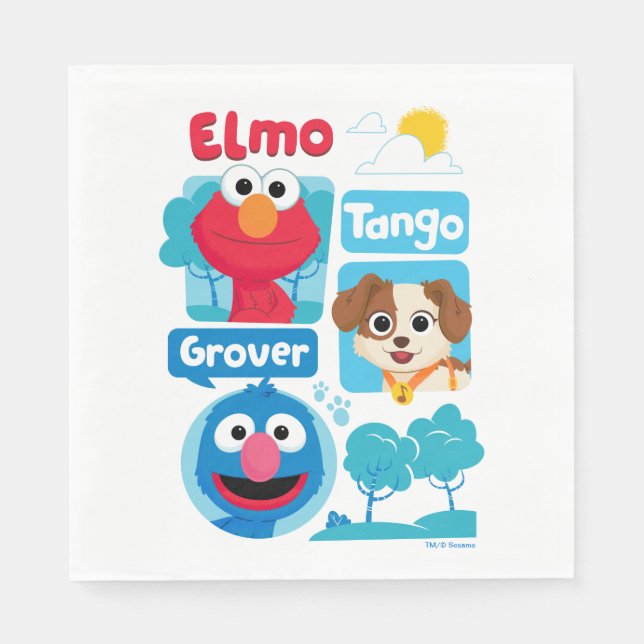 Sesamstraße | Elmo, Tango, & Grover Park Graphic Serviette (Vorderseite)