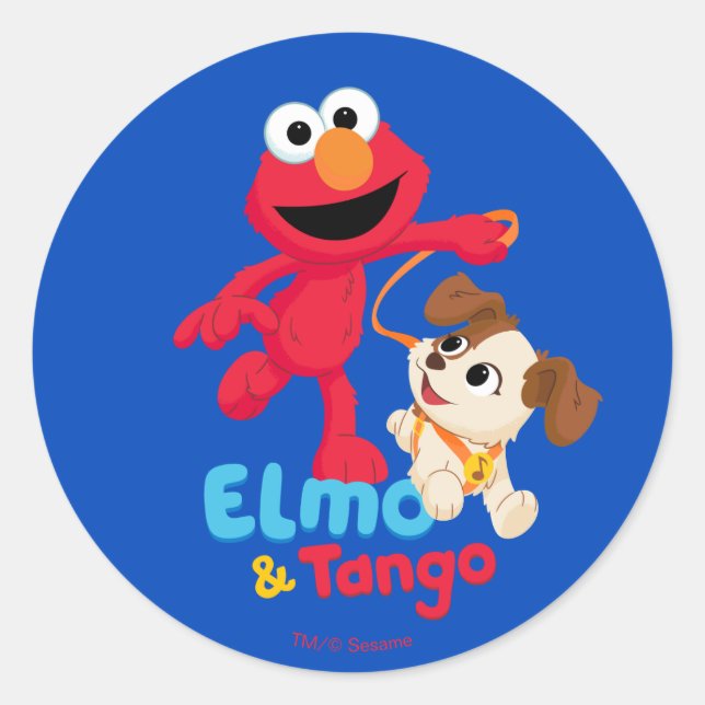 Sesamstraße | Elmo & Tango Running Runder Aufkleber (Vorderseite)