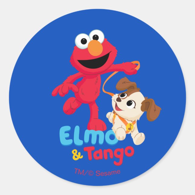 Sesamstraße | Elmo & Tango Running Runder Aufkleber (Vorderseite)