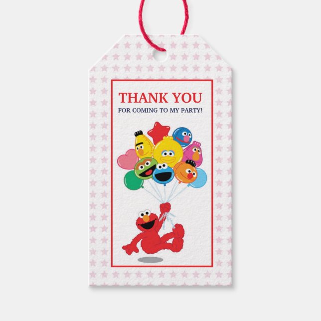 Sesamstraße | Elmo und Pals - Geburtstagsballons Geschenkanhänger (Vorderseite)