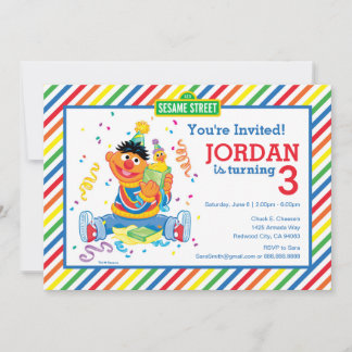 Sesamstraße | Ernie Striped Birthday Einladung
