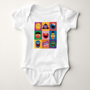 Sesamstraße   Farbblockgitter Baby Strampler