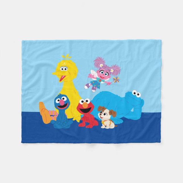 Sesamstraße | Farbenfrohe Sesamstraße Pals Fleecedecke (Vorderseite (Horizontal))