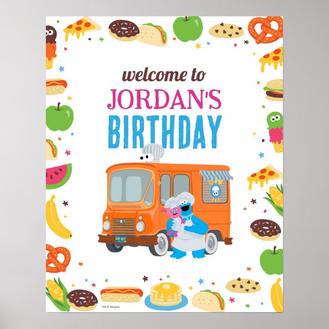 Sesamstraße Feinschmecker Truck Birthday Sign Poster (Vorne)