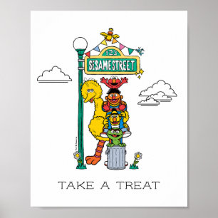 Sesamstraße-Figuren und Straßenschild Poster