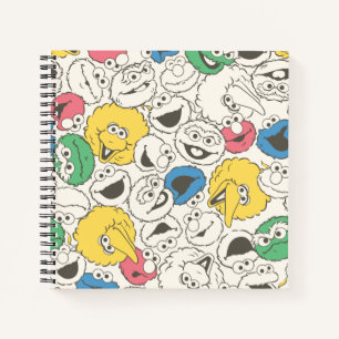 Sesamstraße Freunde   Big Head Retro-Muster Notizbuch