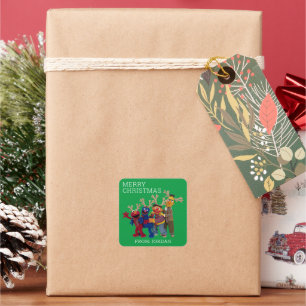 Sesamstraße Freunde   Frohe Weihnachten Geschenk-A Quadratischer Aufkleber
