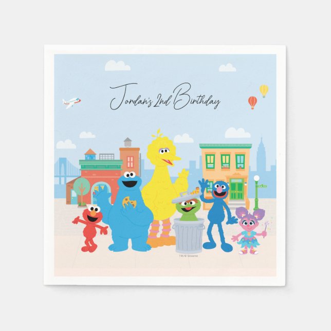 Sesamstraße Freunde Kindergeburtstag Serviette (Vorderseite)