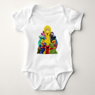 Sesamstraße Fun Farbiges Portrait Baby Strampler