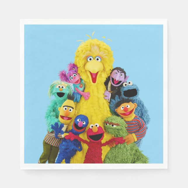 Sesamstraße | Fun Farbiges Portrait Serviette (Vorderseite)