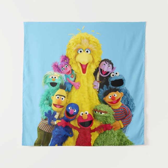 Sesamstraße | Fun Farbiges Portrait Wandteppich (Vorderseite)