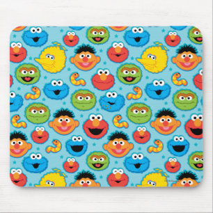 Sesamstraße gegenüber Muster in blau Mousepad