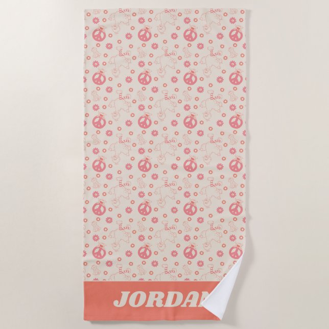 Sesamstraße | Good Vibes Pattern | Name hinzufügen Strandtuch (Vorderseite)