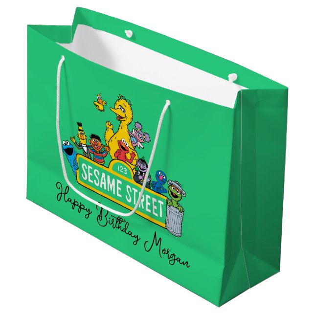 Sesamstraße | Happy Birthday Große Geschenktüte (Vorderseite Schrägansicht)