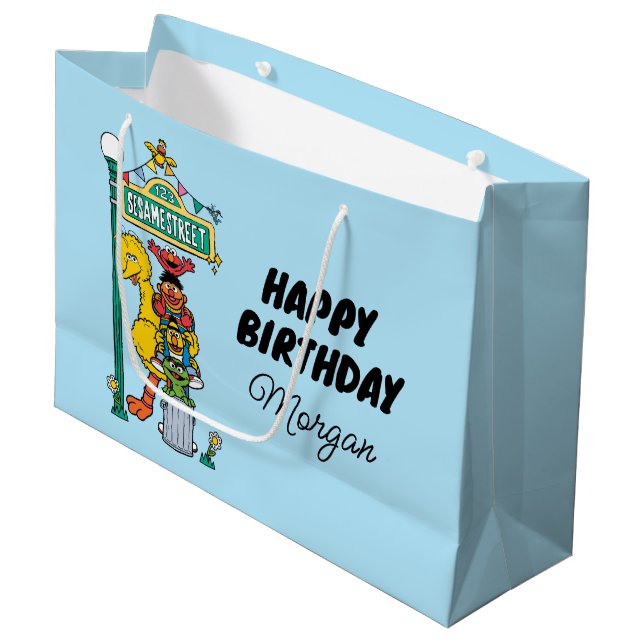 Sesamstraße | Happy Birthday Große Geschenktüte (Vorderseite Schrägansicht)