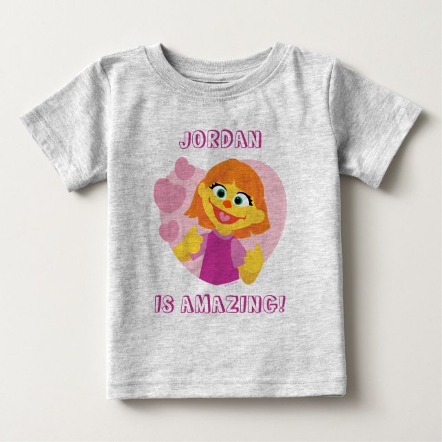 Sesamstraße | Julia Pink Heart Baby T-shirt (Vorderseite)