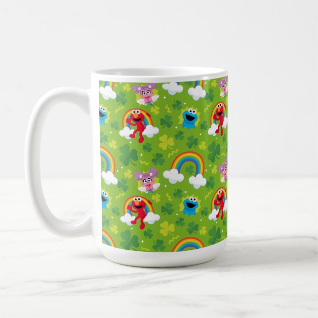 Sesamstraße Kleeblatt und Regenbogenmuster Kaffeetasse (Links)