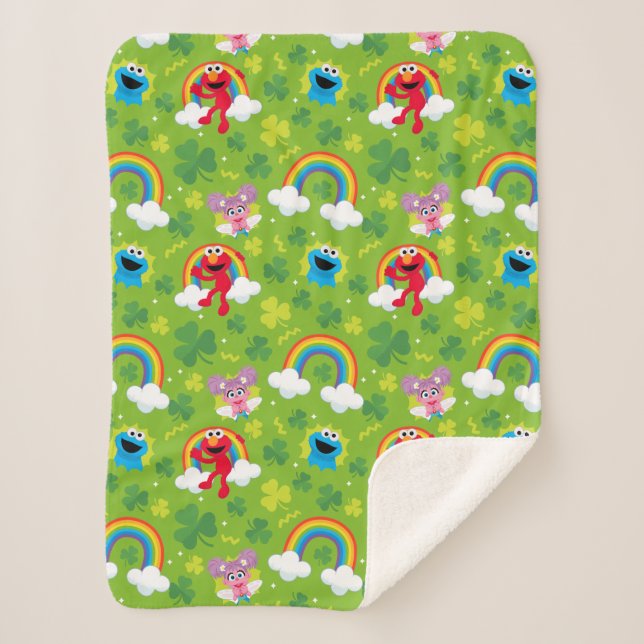 Sesamstraße Kleeblatt und Regenbogenmuster Sherpadecke (Vorderseite)