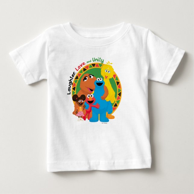 Sesamstraße | Lachen, Liebe und Einheit Baby T-shirt (Vorderseite)