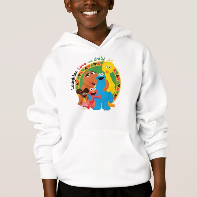 Sesamstraße | Lachen, Liebe und Einheit Hoodie (Vorderseite)