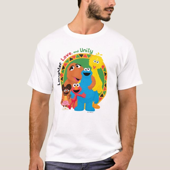 Sesamstraße | Lachen, Liebe und Einheit T-Shirt (Vorderseite)