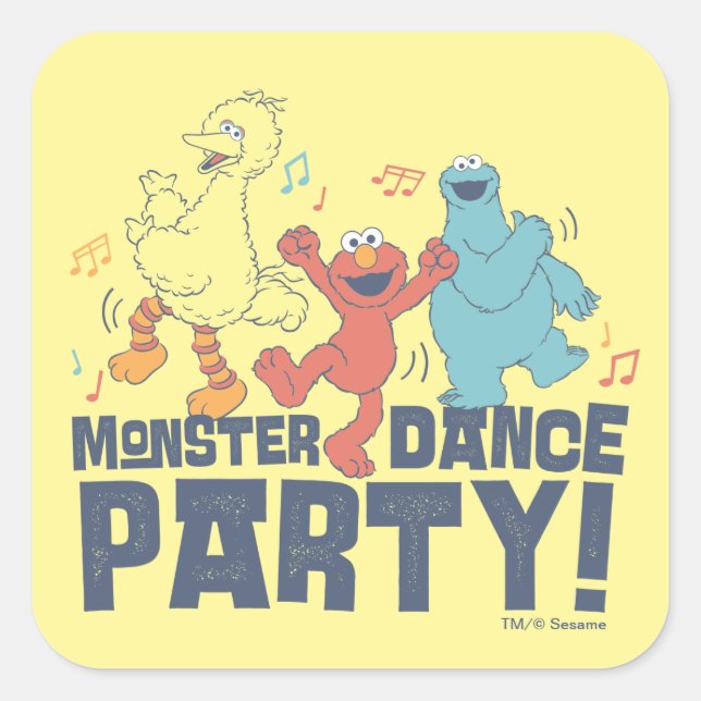 Sesamstraße | Monster Dance Party Quadratischer Aufkleber (Vorderseite)