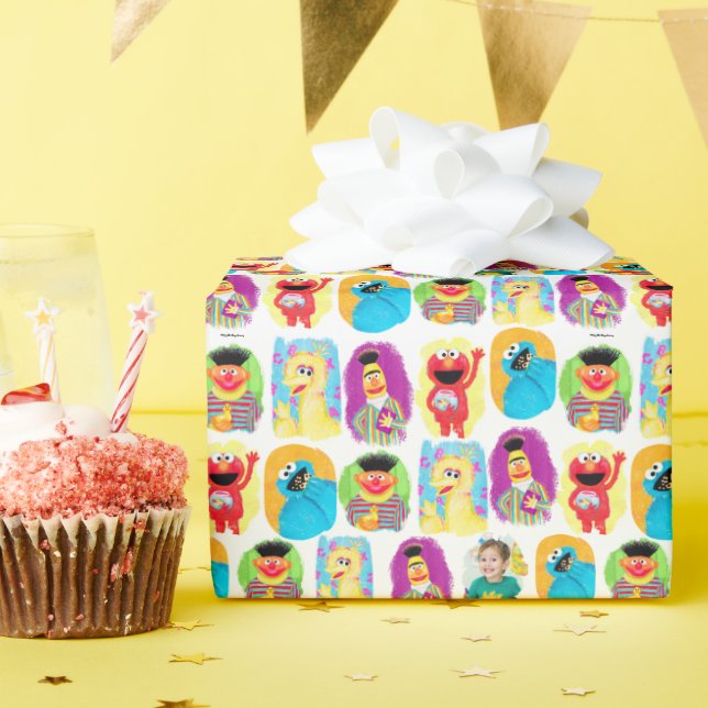 Sesamstraße-Muster Geschenkpapier (Geburtstagsparty)