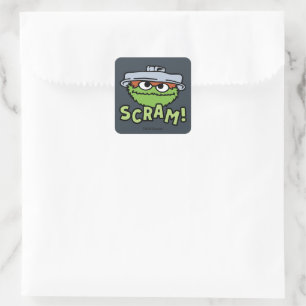 Sesamstraße   Oscar der Grouch Scram! Quadratischer Aufkleber