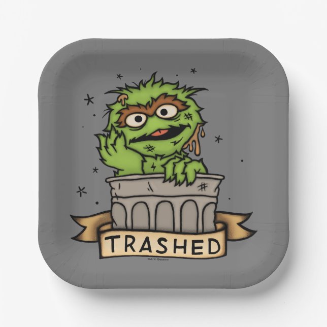 Sesamstraße | Oscar der Grouch Trashed Pappteller (Vorderseite)