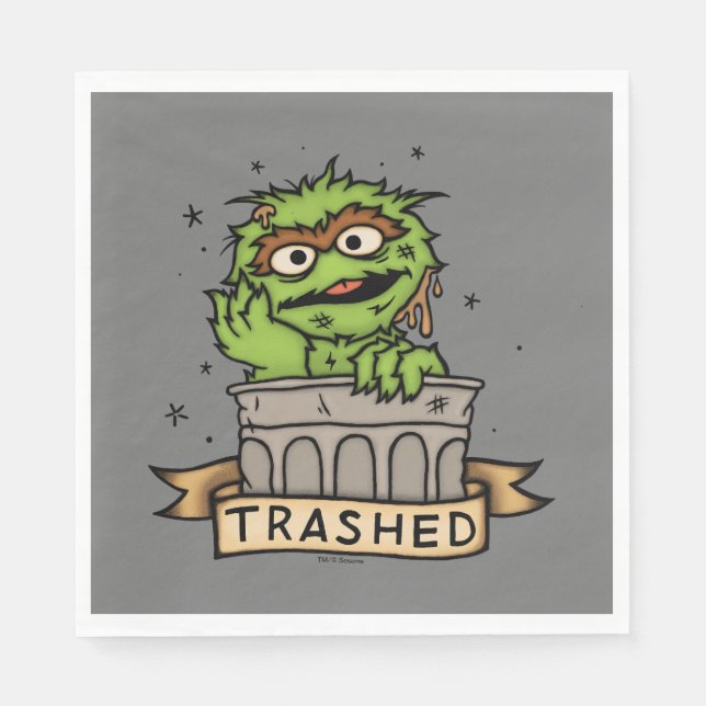 Sesamstraße | Oscar der Grouch Trashed Serviette (Vorderseite)